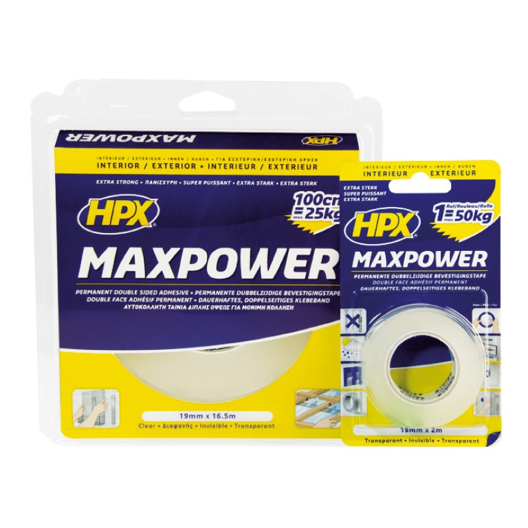 HPX Maxpower Dubbelzijdig Kleefband Transparant
